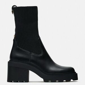 ZARA RIBBED SOCK ANKLE BOOTS WITH TRACK SOLE